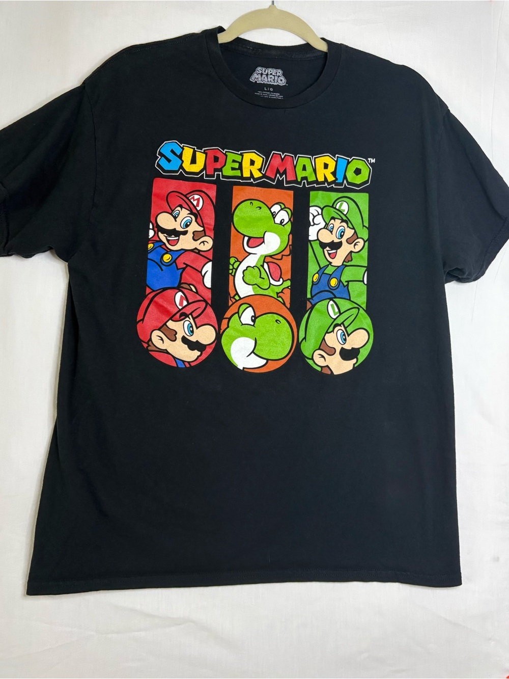 Nintendo Retro Super Mario Tee with Gaming Character Panels L
